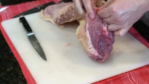 Cutting Meat Stock Footage 142157064