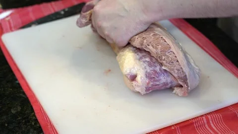 Cutting Meat Stock Footage 142157199