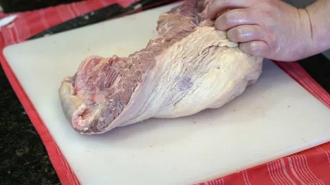 Cutting Meat Stock Footage 142157649
