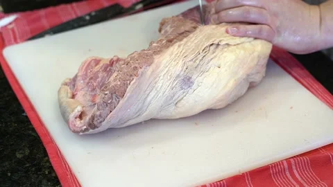 Cutting Meat Stock Footage 142157680