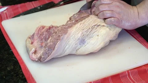 Cutting Meat Stock Footage 142157696