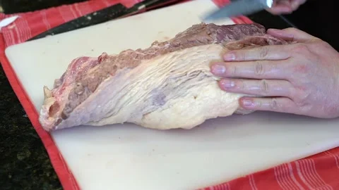 Cutting Meat Stock Footage 142157730