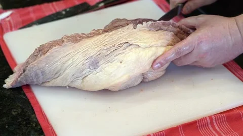 Cutting Meat Stock Footage 142158303