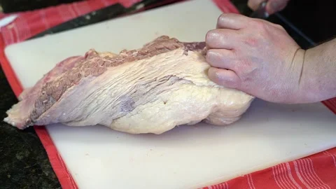 Cutting Meat Stock Footage 142158348