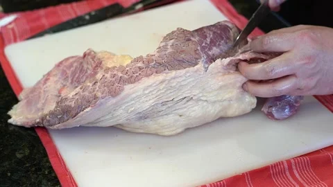 Cutting Meat Stock Footage 142158358