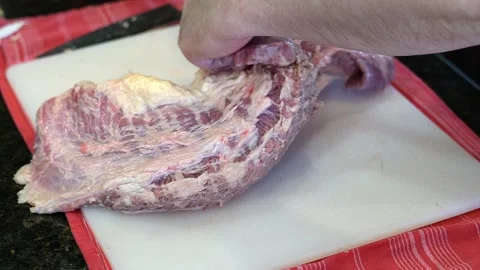 Cutting Meat Stock Footage 142158402