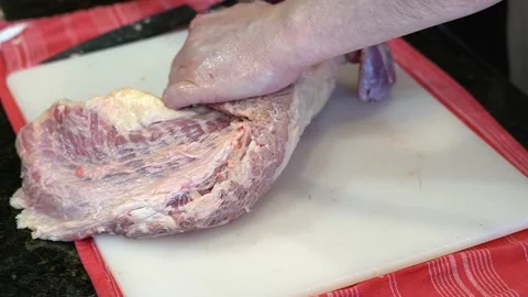 Cutting Meat Stock Footage 142158819