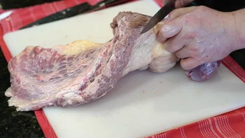 Cutting Meat Stock Footage 142158902