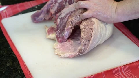 Cutting Meat Stock Footage 142159527