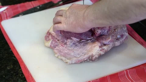 Cutting Meat Stock Footage 142159735
