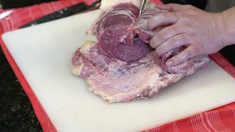 Cutting Meat Stock Footage 142160262