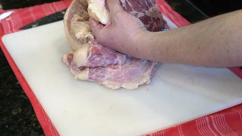 Cutting Meat Stock Footage 142160277