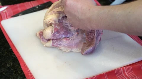 Cutting Meat Stock Footage 142160300