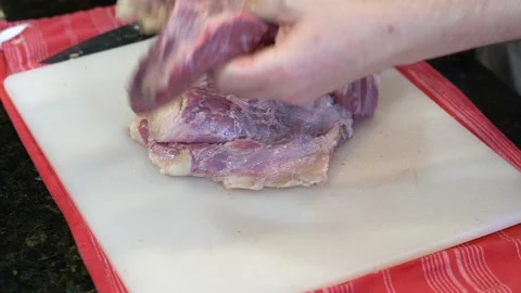 Cutting Meat Stock Footage 142160334