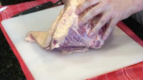 Cutting Meat Stock Footage 142160758