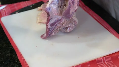 Cutting Meat Stock Footage 142160802