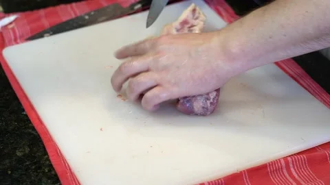 Cutting Meat Stock Footage 142160891