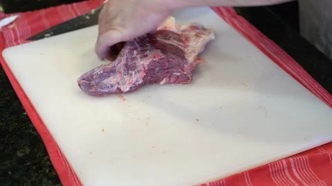 Cutting Meat Stock Footage 142161359