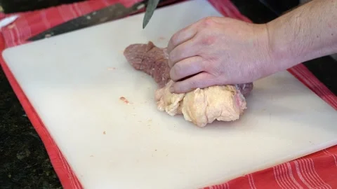 Cutting Meat Stock Footage 142161410