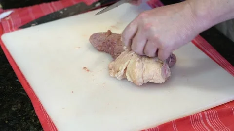 Cutting Meat Stock Footage 142161423