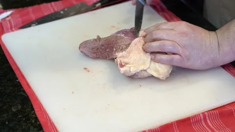 Cutting Meat Stock Footage 142161475