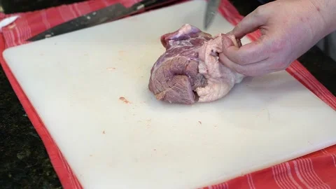 Cutting Meat Stock Footage 142161904