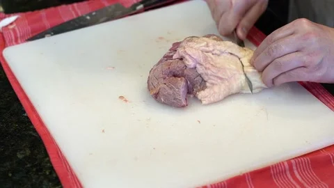 Cutting Meat Stock Footage 142161923