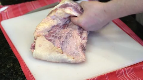Cutting Meat Stock Footage 142163014