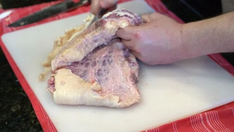 Cutting Meat Stock Footage 142163109