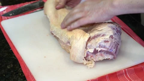 Cutting Meat Stock Footage 142163433