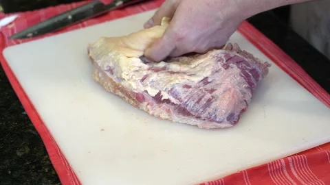 Cutting Meat Stock Footage 142163513