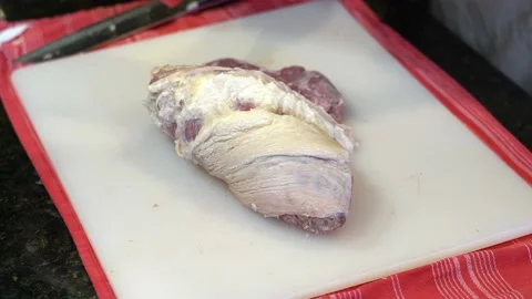 Cutting Meat Stock Footage 142163570
