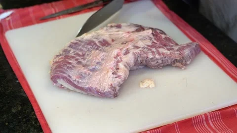 Cutting Meat Stock Footage 142163612