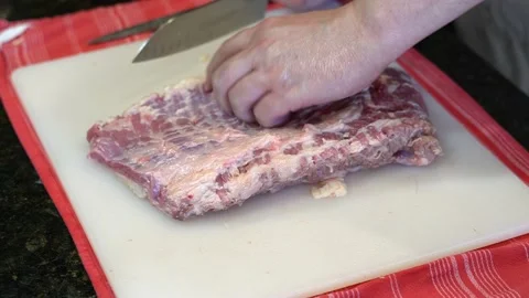 Cutting Meat Stock Footage 142163797