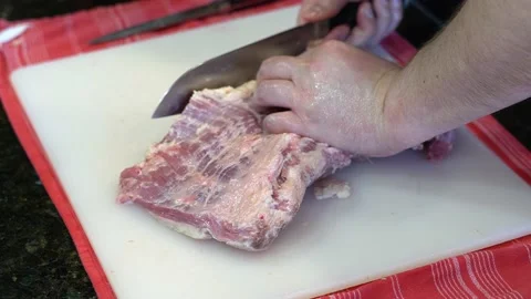 Cutting Meat Stock Footage 142164184