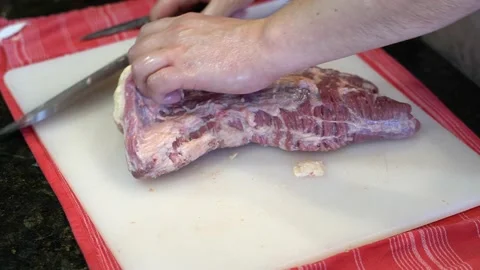Cutting Meat Stock Footage 142164285