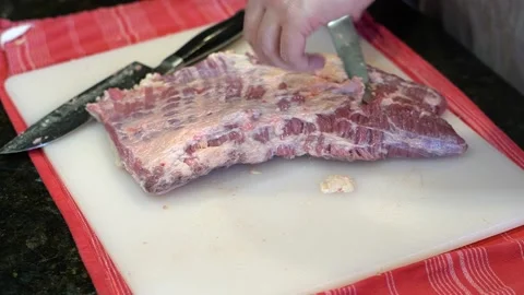 Cutting Meat Stock Footage 142164427
