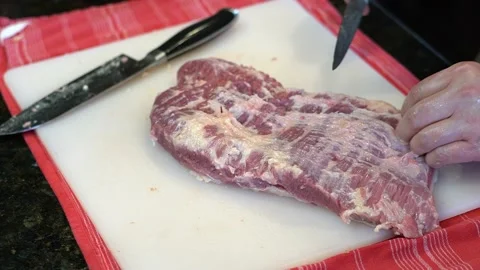 Cutting Meat Stock Footage 142164841