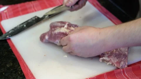 Cutting Meat Stock Footage 142164892
