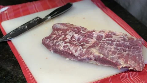 Cutting Meat Stock Footage 142165607