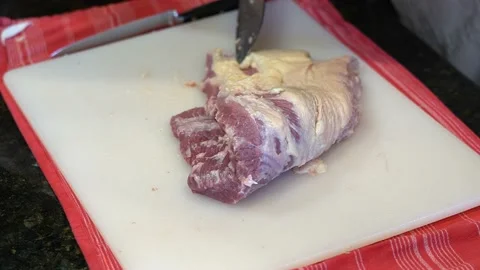 Cutting Meat Stock Footage 142165778
