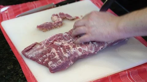 Cutting Meat Stock Footage 142166191