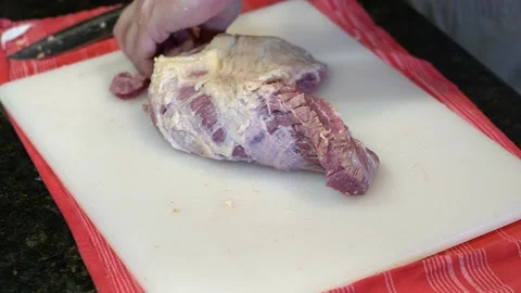 Cutting Meat Stock Footage 142166260