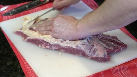 Cutting Meat Stock Footage 142166406
