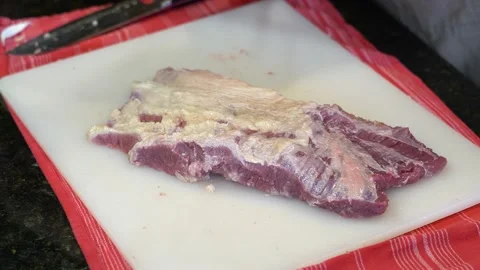 Cutting Meat Stock Footage 142166693