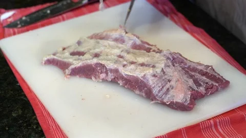 Cutting Meat Stock Footage 142166812