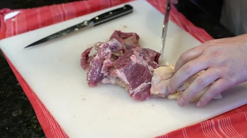 Cutting Meat Stock Footage 142167250