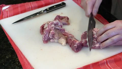 Cutting Meat Stock Footage 142167322