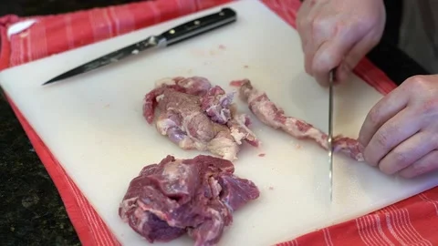 Cutting Meat Stock Footage 142167371