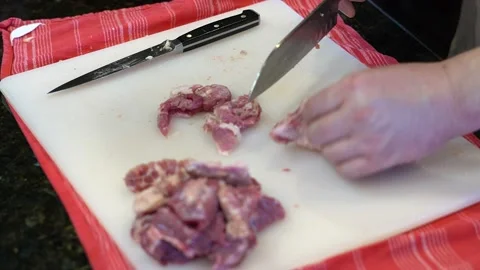 Cutting Meat Stock Footage 142167414